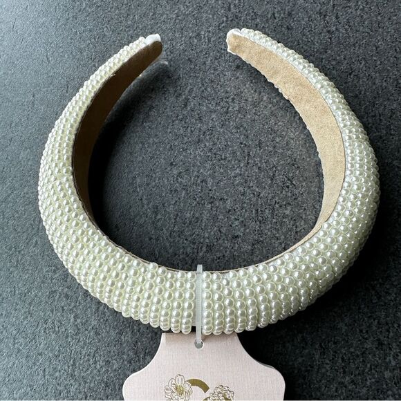 NWT Sincerely Jules Cream Off-White Faux Pearl Puffed Chunky Headband - Picture 9 of 15